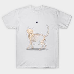 Skeleton Cat - White background T-Shirt